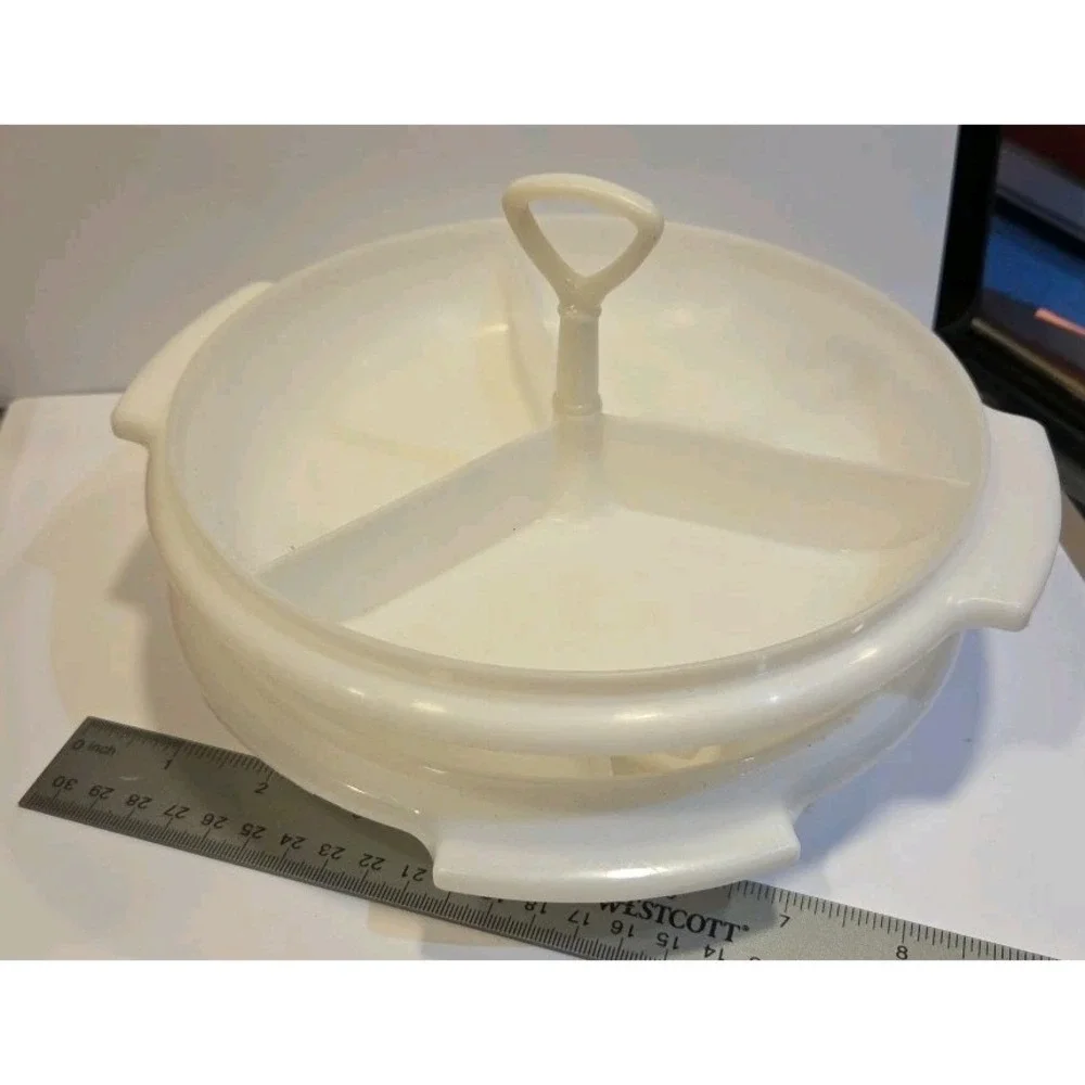 Vintage Tupperware  Divided Serving Dish  and handle - Set‎ Of 2